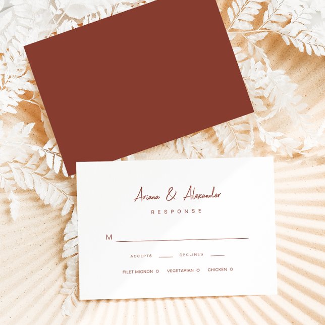 Cartons Réponse Mariage en terre cuite simple Script (Créateur téléchargé)