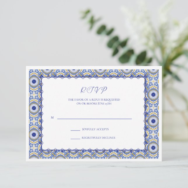 Cartons Réponse Mariage espagnol Blue Mexican Talavera (Debout devant)