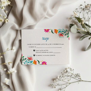 Cartons Réponse Mariage espagnol moderne floral coloré Fiesta Boda