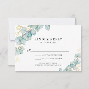 Cartons Réponse Mariage Eucalyptus et Gold Botanical