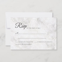 Cartons Réponse Mariage Feuille gris argent et rose pâle