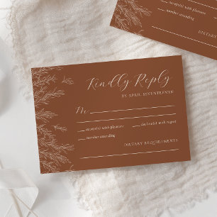 Cartons Réponse Mariage Feuille minimaliste en terre cuite moderne