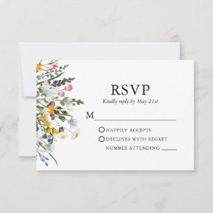 Cartons Réponse Mariage Fleur sauvage Aquarelle délicat