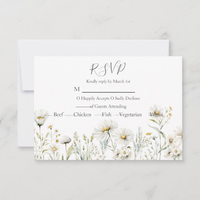 Cartons Réponse Mariage Fleur sauvage Daisy (Devant)