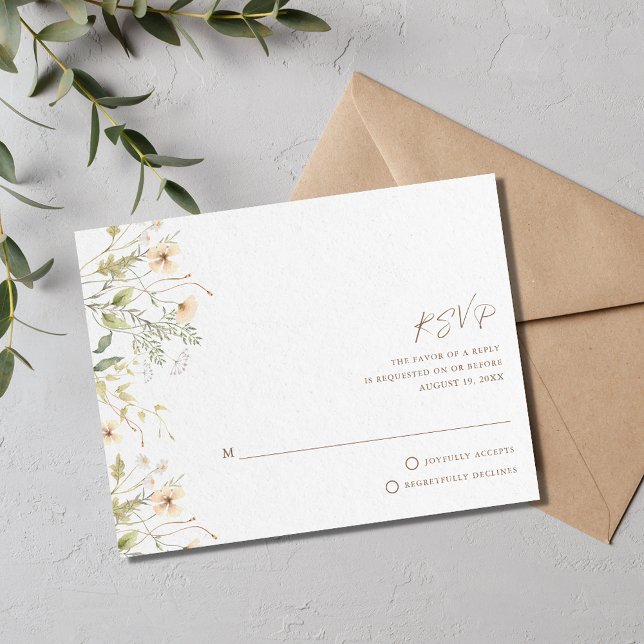 Cartons Réponse Mariage Fleur sauvage de printemps (Spring Wildflowers Wedding RSVP Card)