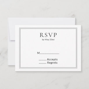 Cartons Réponse Mariage Fleur sauvage minimaliste BW Monogram