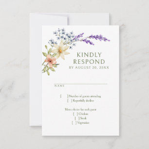 Cartons Réponse Mariage Fleur sauvage Pastel Delicate