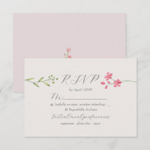Cartons Réponse Mariage Fleur Sauvage Rose Tendresse