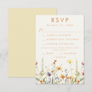 Cartons Réponse Mariage Fleur sauvage rustique