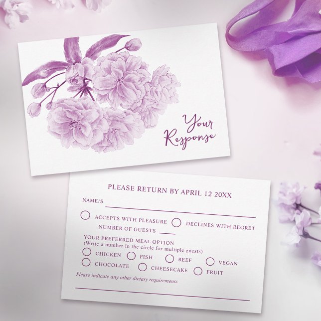 Cartons Réponse Mariage fleuri violet (Créateur téléchargé)