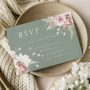 Cartons Réponse Mariage Fleuriste Dusty Rose Blush & Sage Tout Évé