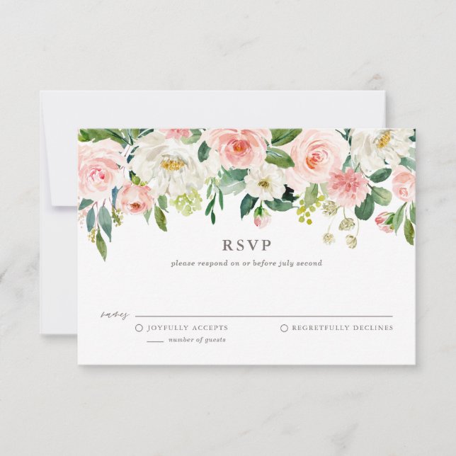 Cartons Réponse Mariage Fleurs de Printemps Aquarelle Romantique (Devant)