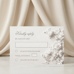 Cartons Réponse Mariage Fleurs Sauvages Roses Blanches 3D