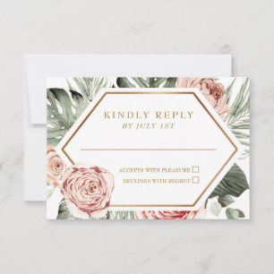 Cartons Réponse Mariage Fleurs Tropicales et Feuilles de Palmier