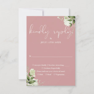 Cartons Réponse Mariage Floral à la Végétation Élégante Rose Pouss