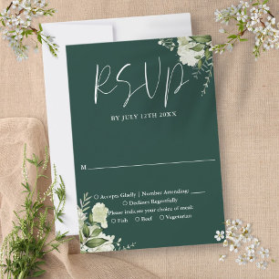 Cartons Réponse Mariage floral à la verdure émeraude élégante