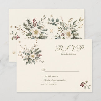 Cartons Réponse Mariage floral aquarelle botanique hivernal