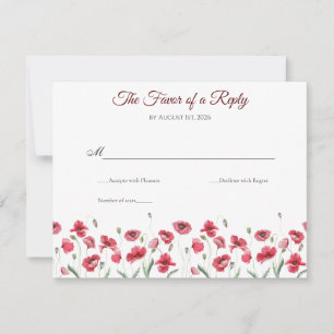 Cartons Réponse Mariage floral aquarelle coquelicot et lavande