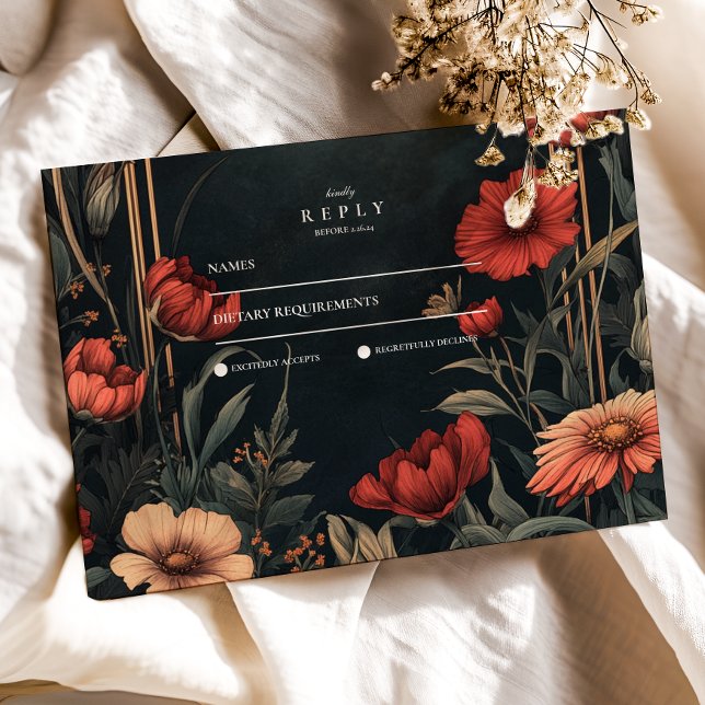 Cartons Réponse Mariage floral Art nouveau classique (Créateur téléchargé)