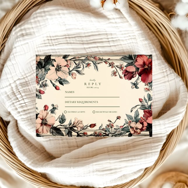 Cartons Réponse Mariage Floral Art Nouveau élégant (Créateur téléchargé)