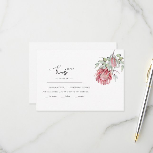 Cartons Réponse Mariage Floral australien (Devant/Arrière en situation)
