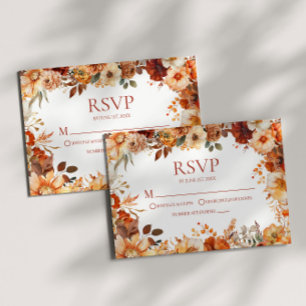 Cartons Réponse Mariage Floral Automne Élégant Rustique