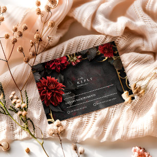 Cartons Réponse Mariage floral baroque foncé