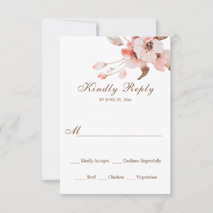 Cartons Réponse Mariage floral bleu rose pâle Rose