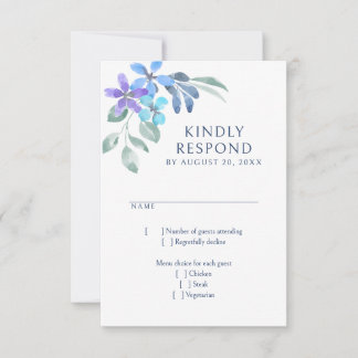Cartons Réponse Mariage floral bleu tropical
