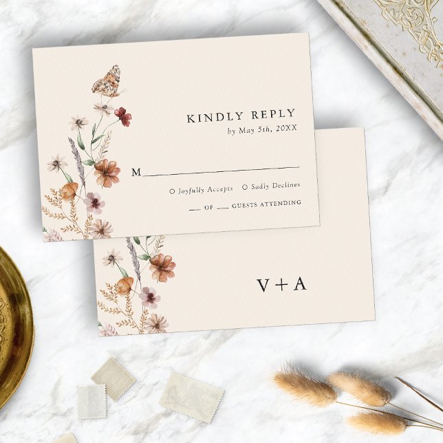 Cartons Réponse Mariage Floral Bohème Chic (Boho Chic Floral Wedding RSVP Card
)