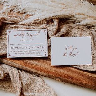 Cartons Réponse Mariage Floral Boho Orange Brûlé Terracotta Terreu