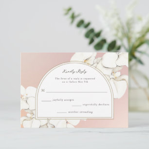 Cartons Réponse Mariage floral botanique d'orchidée blanche rose