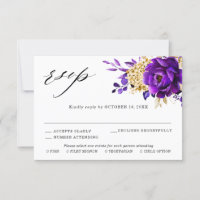Mariage floral botanique violet or royal