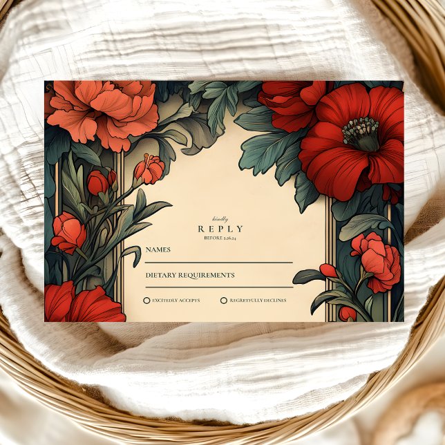 Cartons Réponse Mariage floral classique Art nouveau (Créateur téléchargé)