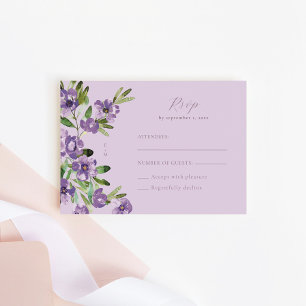 Cartons Réponse Mariage floral classique sophistiqué violet
