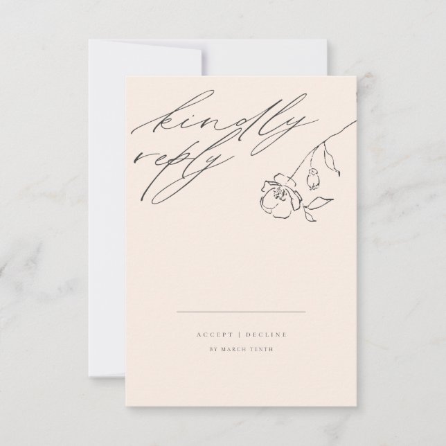 Cartons Réponse Mariage floral d'art fin et délicieux minimal (Devant)
