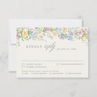 Cartons Réponse Mariage Floral de Jardin Orné de Pastel Doux de Pr