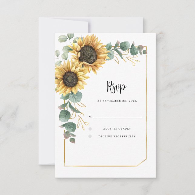 Cartons Réponse Mariage floral de tournesol d'aquarelle (Devant)