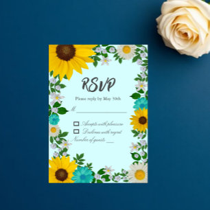 Cartons Réponse Mariage Floral de Tournesol Rustique Fleur de Marg