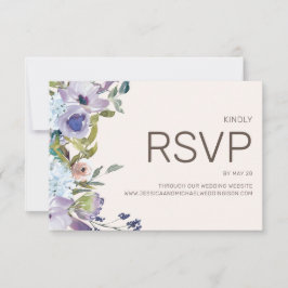 Cartons Réponse Mariage floral Dusty Blue Lilac Boho