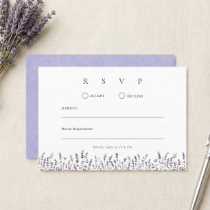 Cartons Réponse Mariage Floral Élégant au Lavande Violet