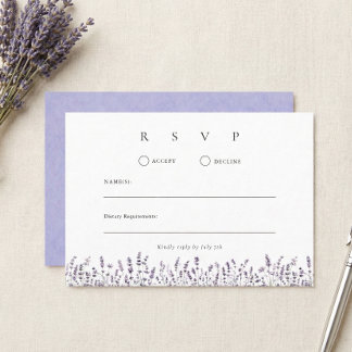 Cartons Réponse Mariage Floral Élégant au Lavande Violet