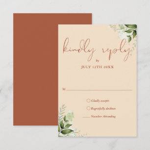 Cartons Réponse Mariage Floral Élégant en Terre Cuite et Verdure