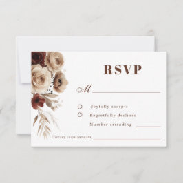 Cartons Réponse Mariage floral en terre cuite Boho