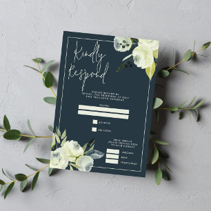 Cartons Réponse Mariage floral enchanté de nuit bleue