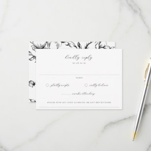 Cartons Réponse Mariage Floral Jardin Noir