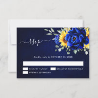 Mariage Floral Moderne Tournesol Rustique Bleu Roy