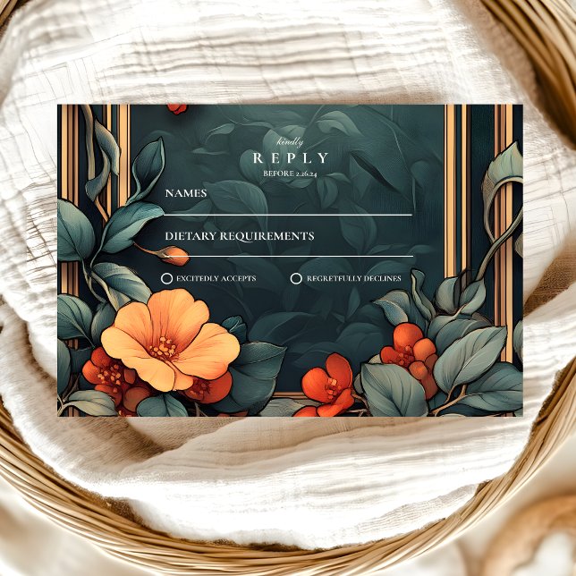 Cartons Réponse Mariage floral ornemental Art Nouveau (Créateur téléchargé)