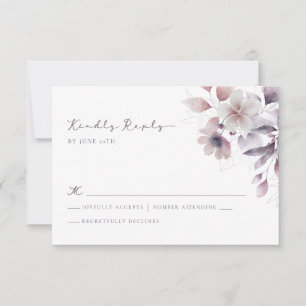 Cartons Réponse Mariage Floral Pourpre