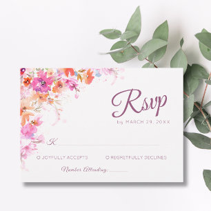 Cartons Réponse Mariage Floral Romance Rose Fleur de Cerisier Past